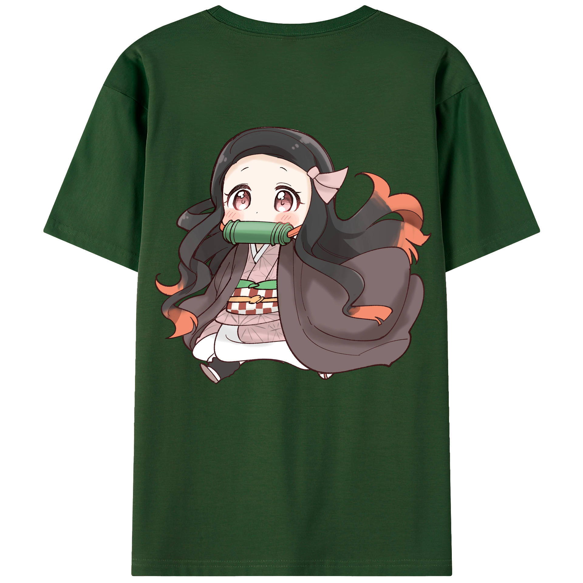 （画像用） 鬼滅の刃（きめつのやいば）竈門 禰󠄀豆子／かまど ねずこ Kamado Nezuko 綿100％半袖Tシャツ（背面プリント）